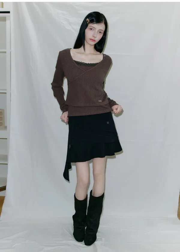 [25-36]  Juderi Frill Mini Skirt  쥬데리 프릴 미니 스커트 (가을-봄-데이트룩-데일리룩-출근룩-빈티지-러블리-캉캉스커트-미니스커트-속바지-A라인-레이어드-페미닌-미니-자체제작)