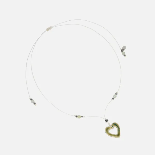 hollow ceramic necklace-khaki