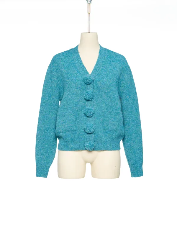 FW25 UNDERLINE GREEN V-NECK CARDIGAN