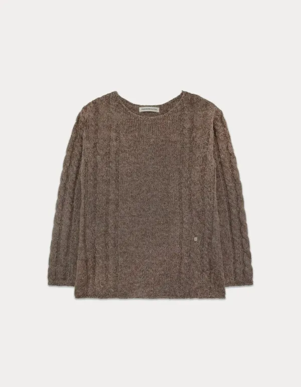 Some Cable Long Sleeve Knit - Brown