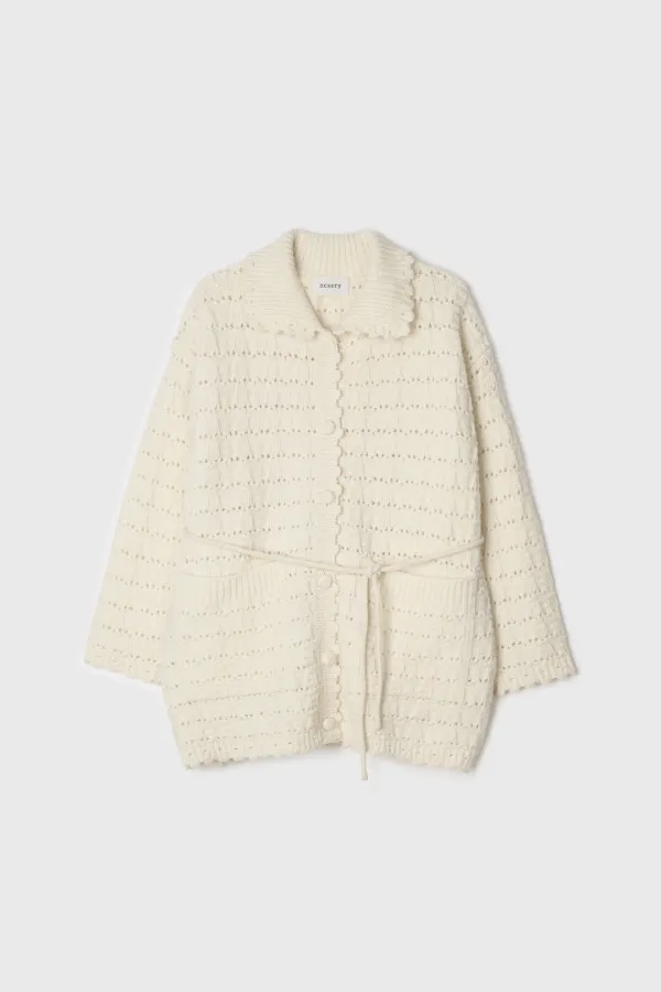 Crochet Knit Cardigan (Ivory)