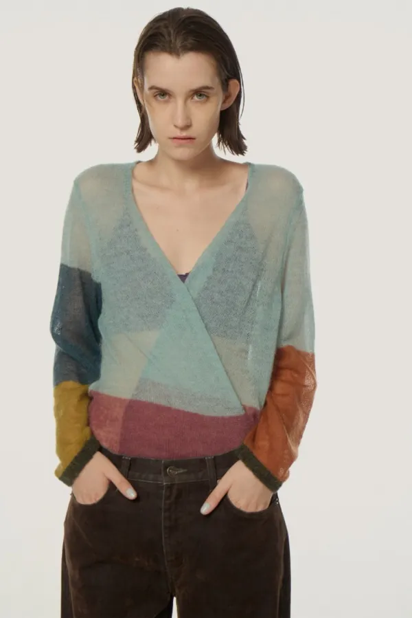 Edith Color-Block Cardigan mint