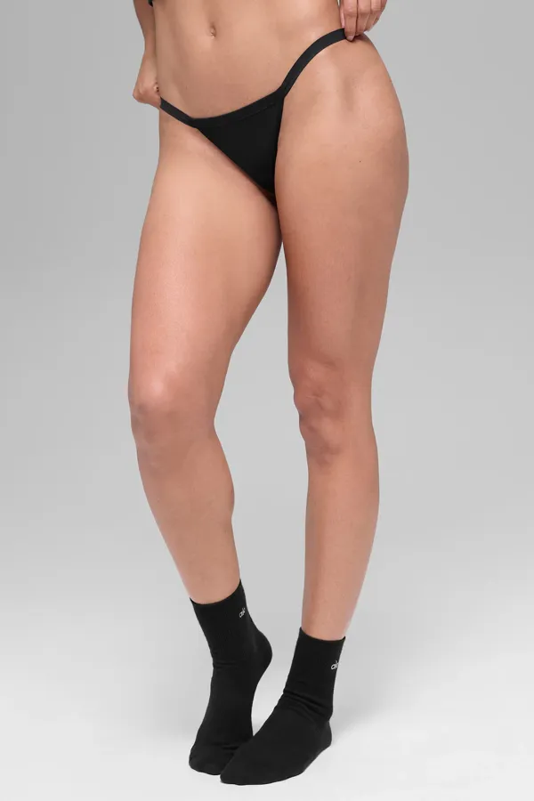 Airbrush Invisible String Thong - Black
