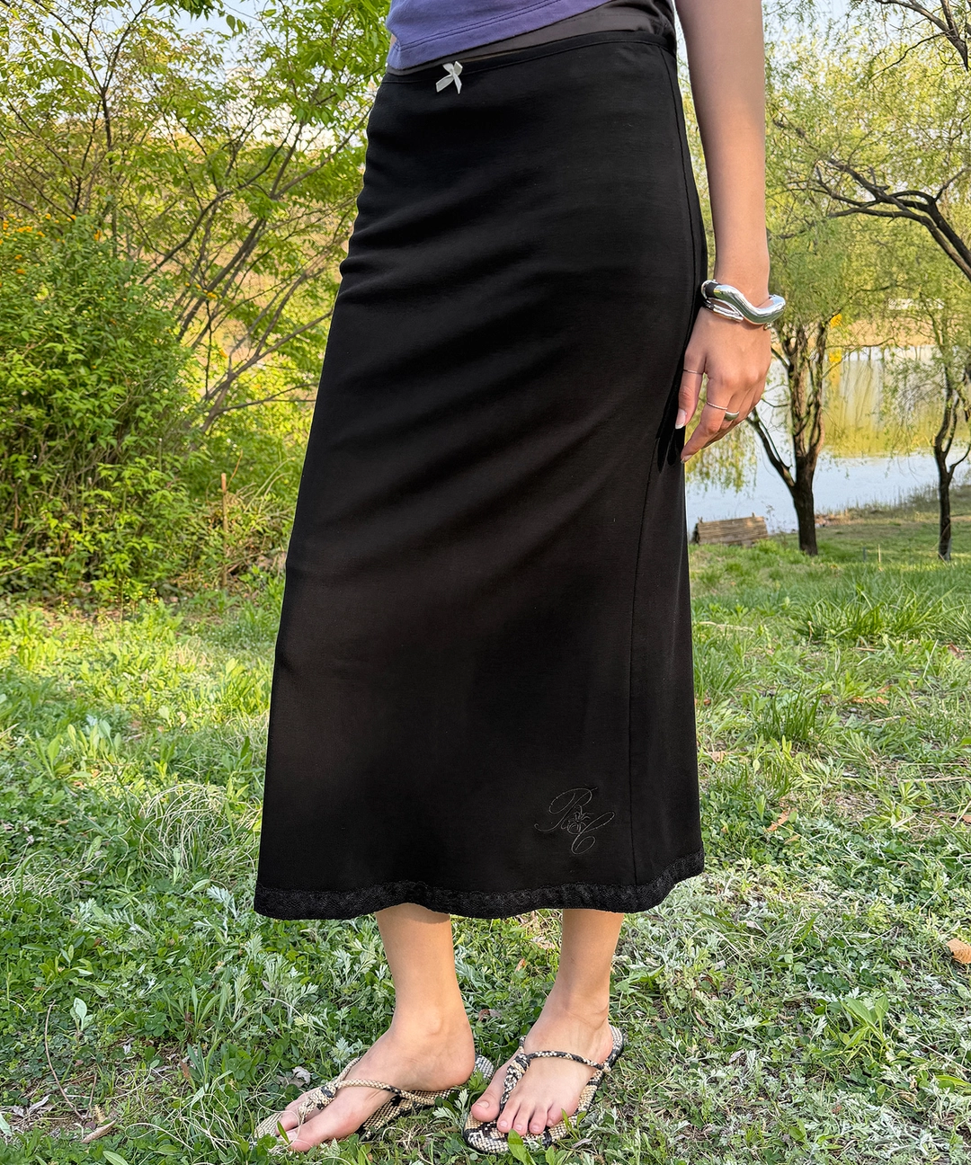 비터셀즈 Giselle Jersey Long Skirt-Black 상품 이미지 2