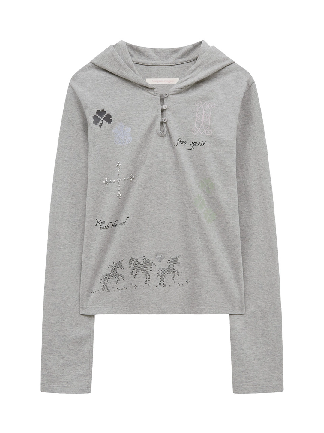 마가린핑거스 UNICORN CLOVER HOODED T-SHIRT (MELANGE) 상품 이미지 1