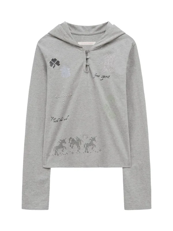UNICORN CLOVER HOODED T-SHIRT (MELANGE)
