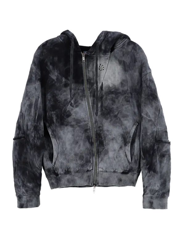 ASYMMETRY ZIP HOODIE GREY