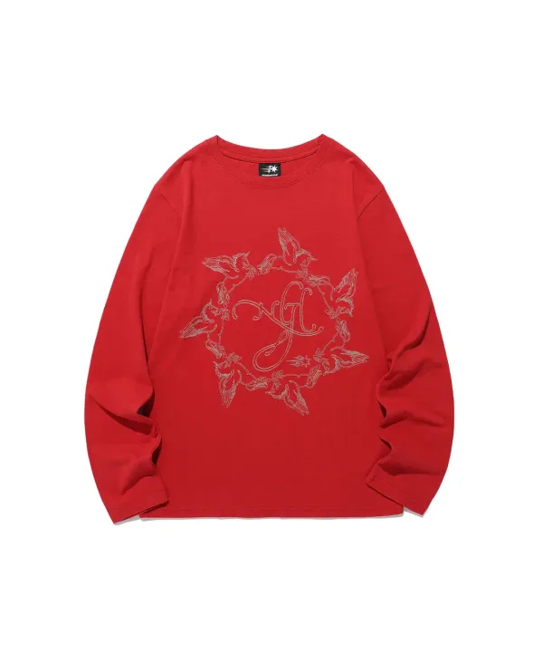 unicorn circle slim l/s tee[red]