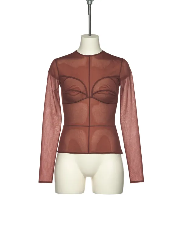 SS25 BROWN DUMMY SHAPED MESH TOP