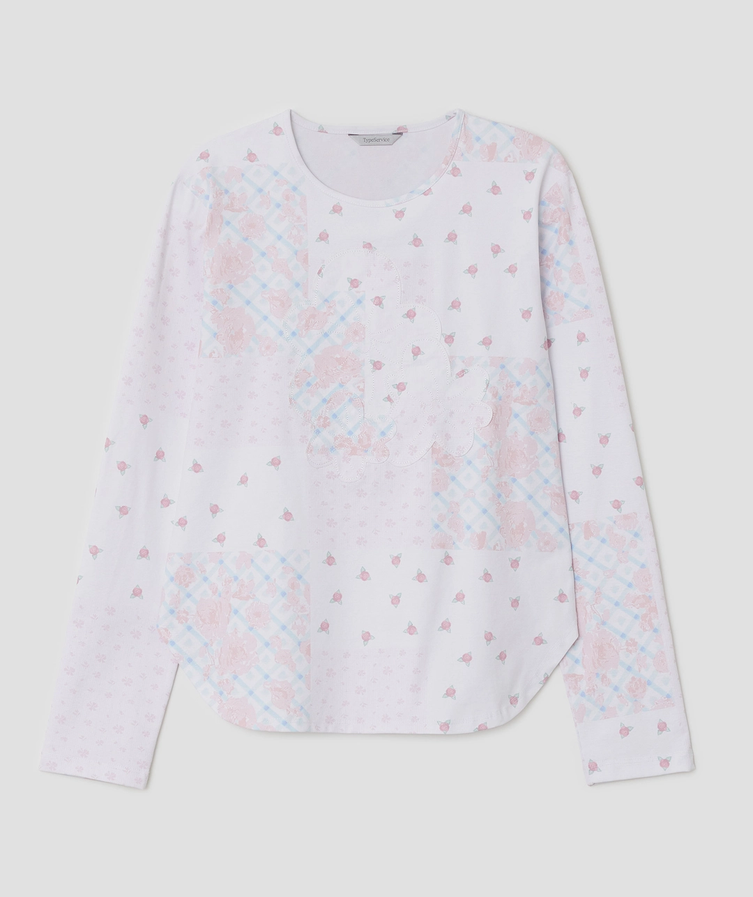 타입서비스 [3차] Flower Appliqué Curve Top [Pink] 상품 이미지 1