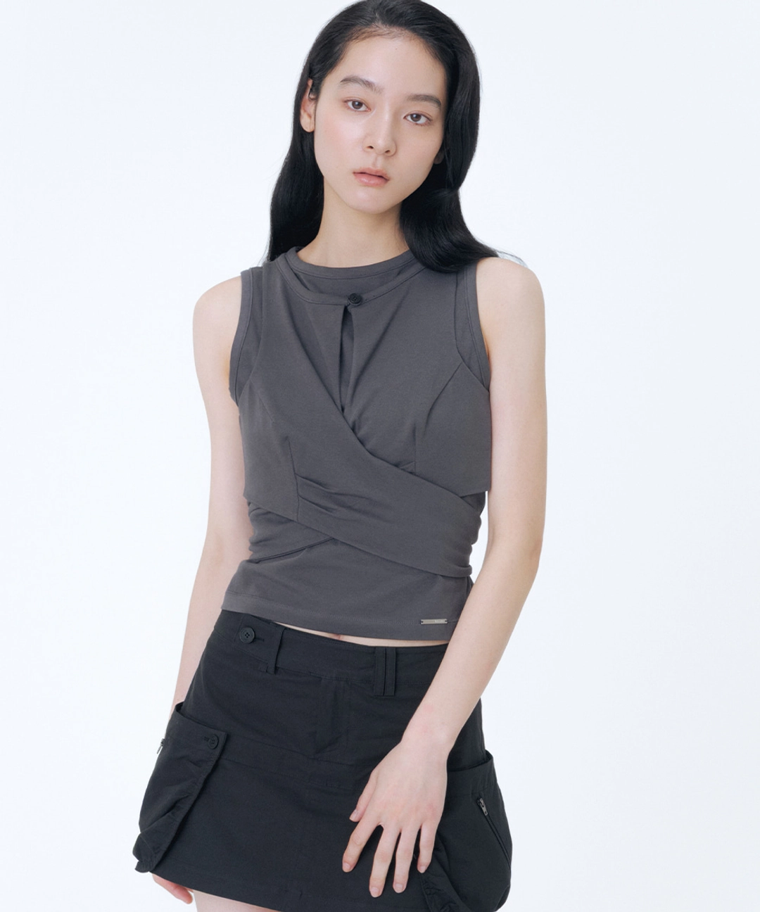 미세키서울 Tie-up layered sleeveless CHARCOAL 상품 이미지 2