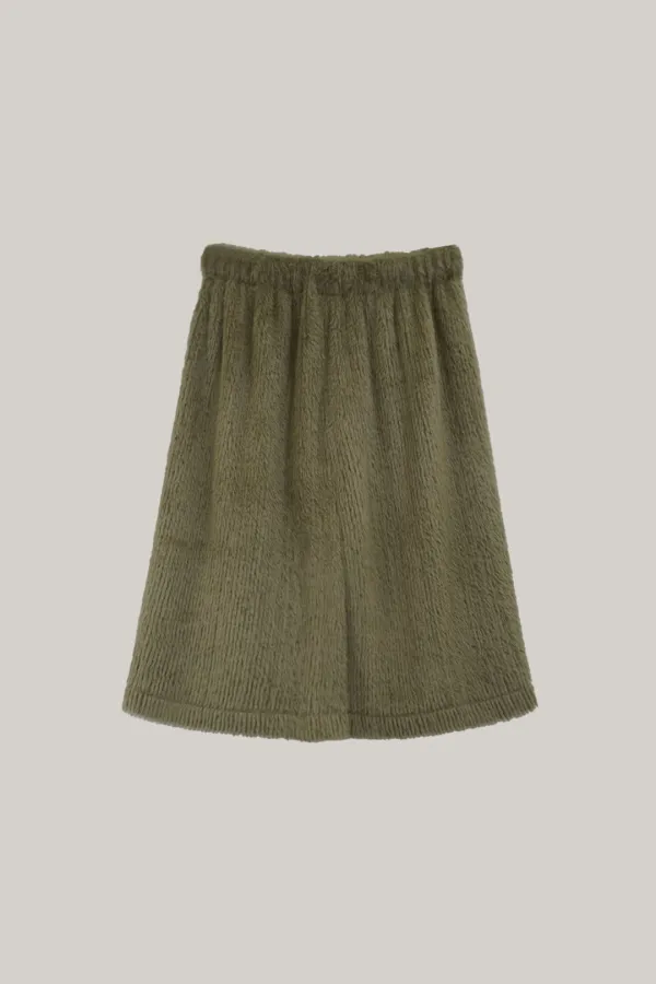 Texture Mid-Length Skirt (olive grass)