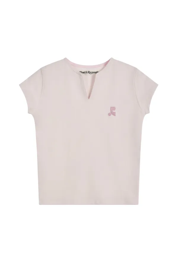 SLIT NECK T-SHIRT - PINK