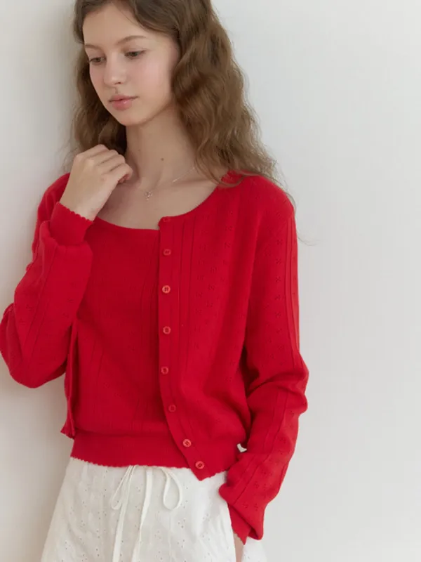 Lafleur knit cardigan set_2piece (red)
