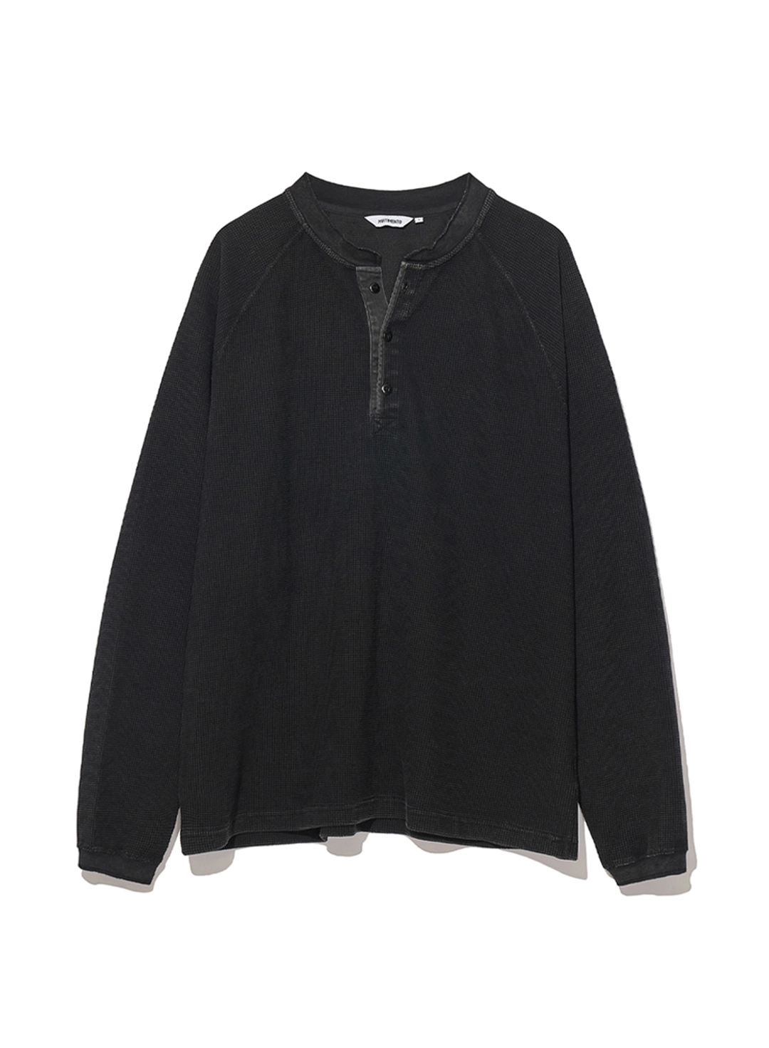 파르티멘토 Waffle Henley Long Sleeve_Black 상품 이미지 1