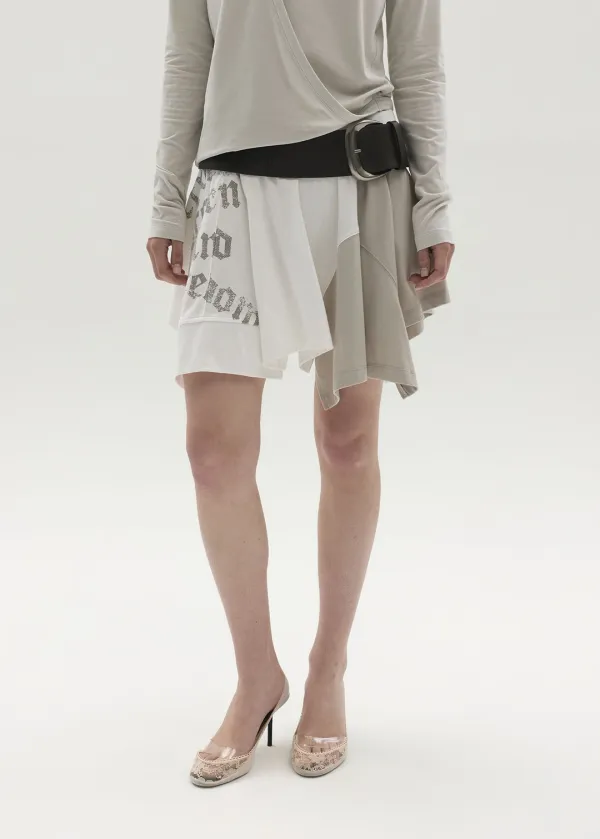 LAYERED PRINTED FRILL SKIRT (WHITE)