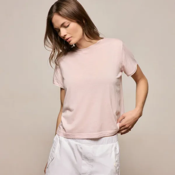 Cotton Cashmere Tee - Rose Quartz