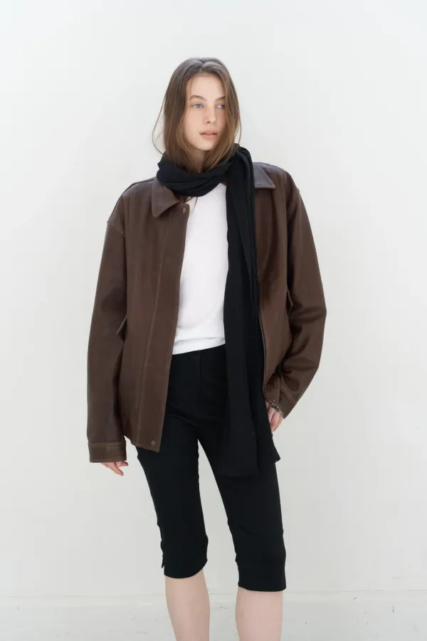 Real Remskin Blouson Jackets ( Brown / Black )