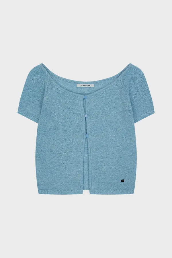 OFF-SHOULDER BUTTON UP CARDIGAN (LIGHT BLUE)