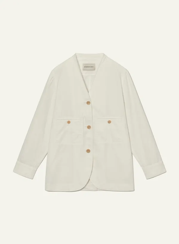 Leda Collarless Jacket Off-White