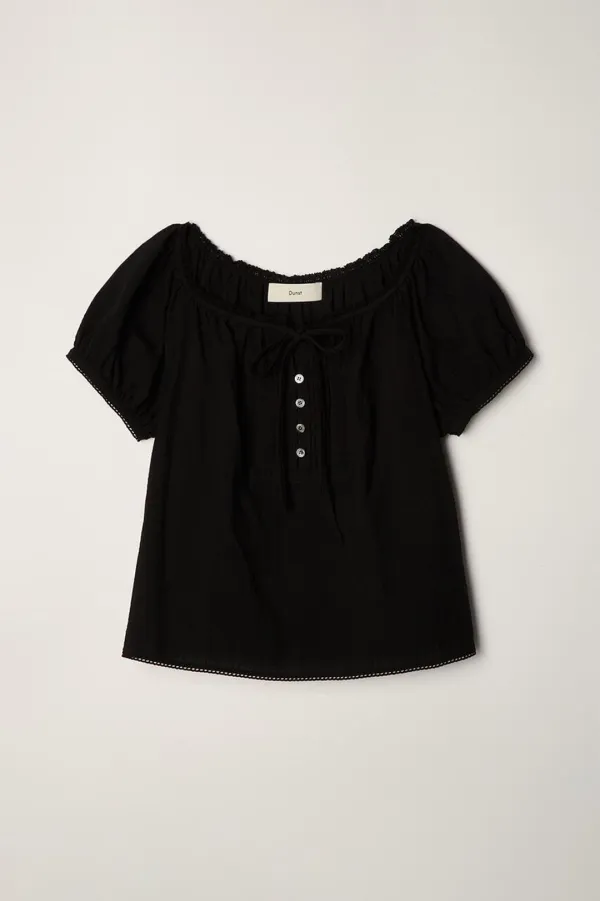 2-WAY SHIRRING BLOUSE BLACK