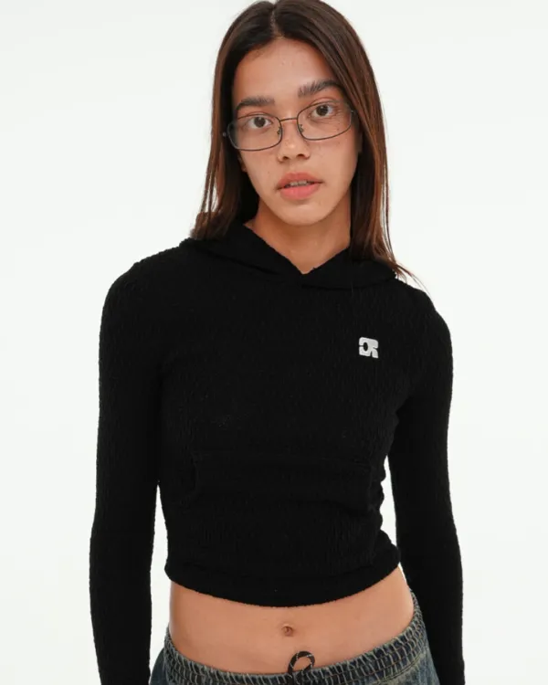 CENTAUR KNIT HOOD LONG SLEEVE_BLACK