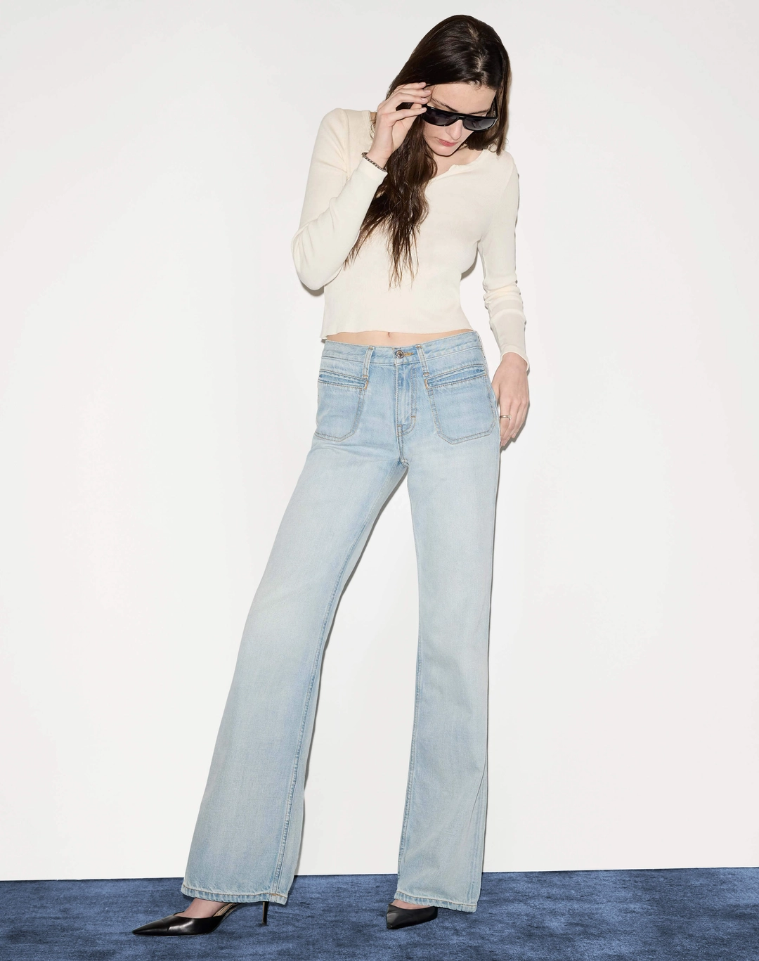 리던 Hanes V Cut Baby Long Sleeve - Vintage Ivory 상품 이미지 3