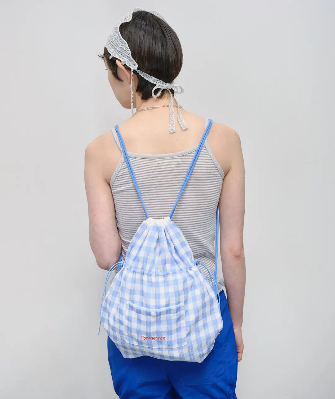 타입서비스 Checkered Button Pocket Bag [Sky Blue] 상품 이미지 2