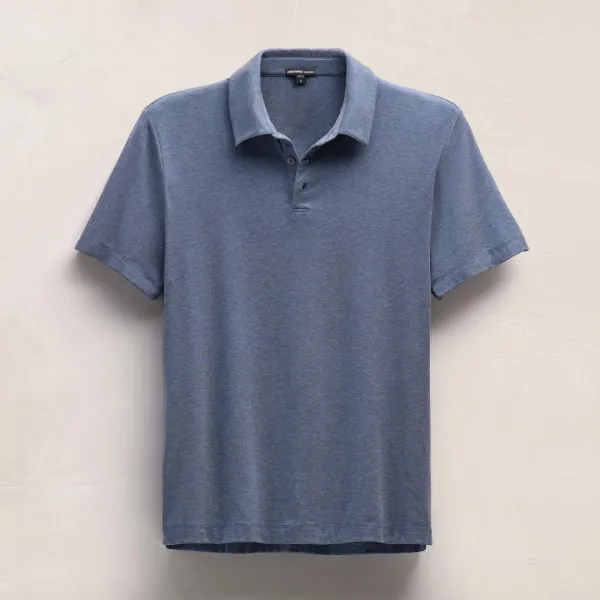 Performance Supima Pique Short Sleeve Polo - Mid Blue