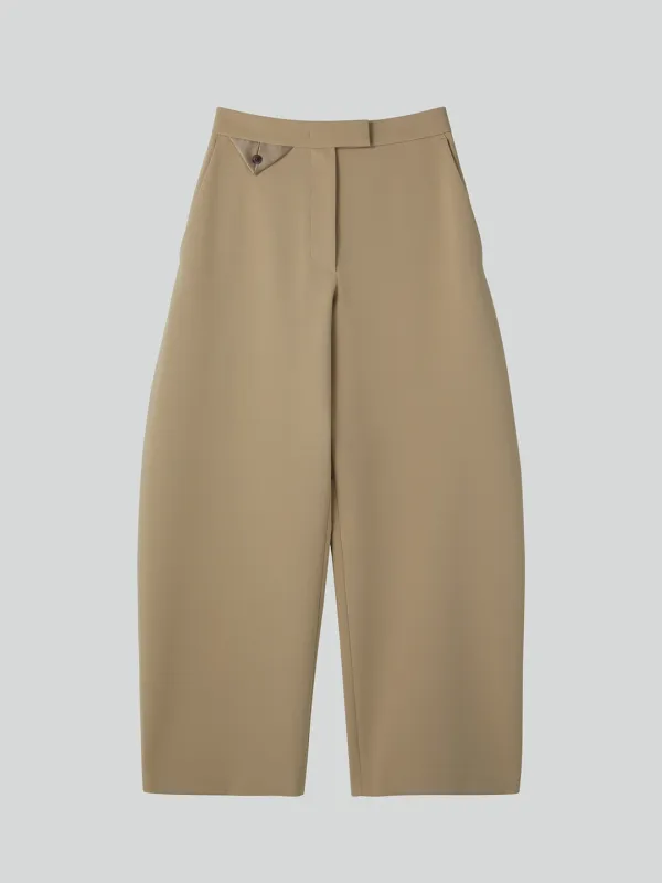 CURVED LEGS CREPE PANTS (KHAKI BEIGE)