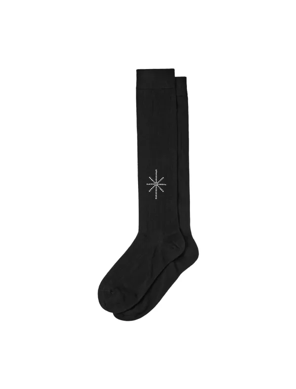 [1st REORDER] GLITTERING GEM RIBBED SOCKS [BLACK]