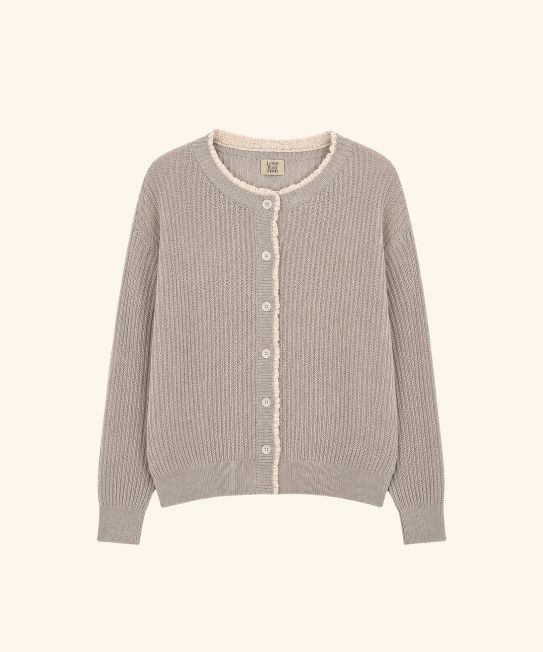 레터프롬문 Poff Lace Wool Cardigan (Gray) 상품 이미지 1