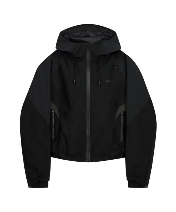 Paneled Crop Shell Jacket / Black