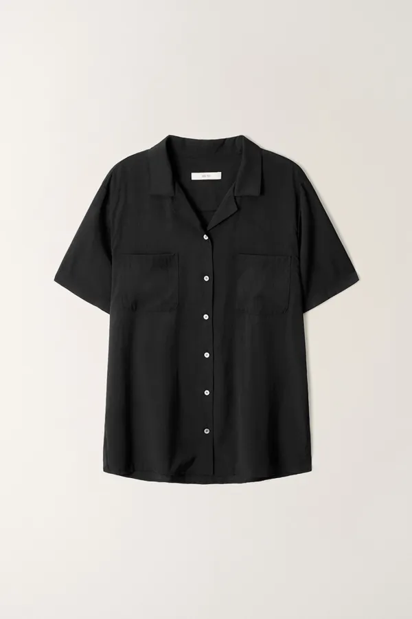 노치드 카라 릴렉스핏 반팔 셔츠 (Black)_2GMUBL23