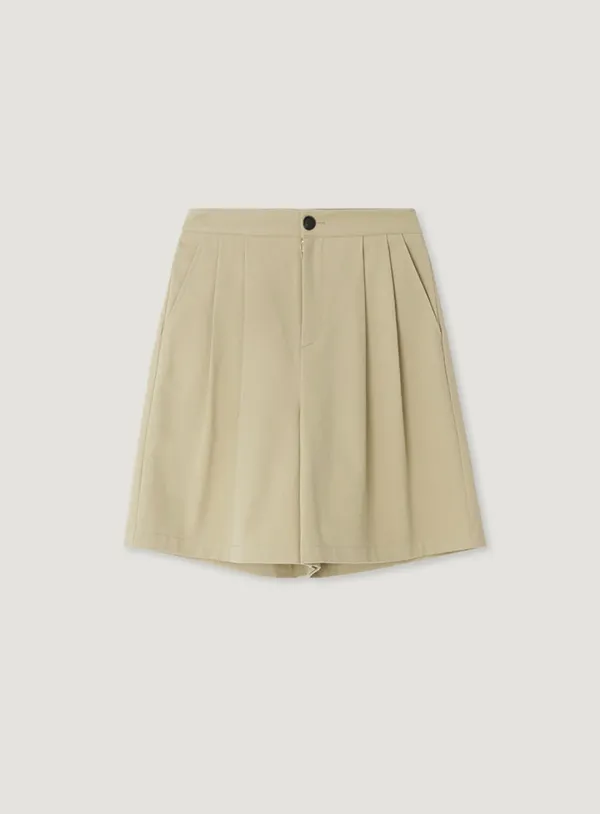 COY PINTUCK SHORTS_BEIGE