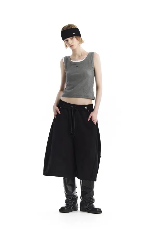 TMB Raw Cut Balloon Bermuda Set-Up Shorts [ Black ]