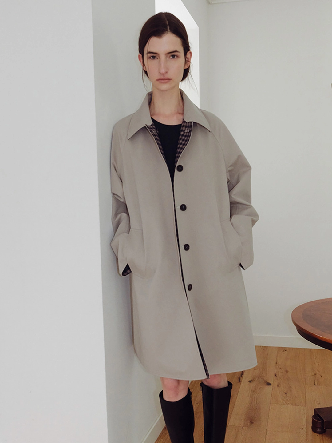 오떼뜨 MAC CHECK REVERSIBLE COAT_BEIGE 상품 이미지 1