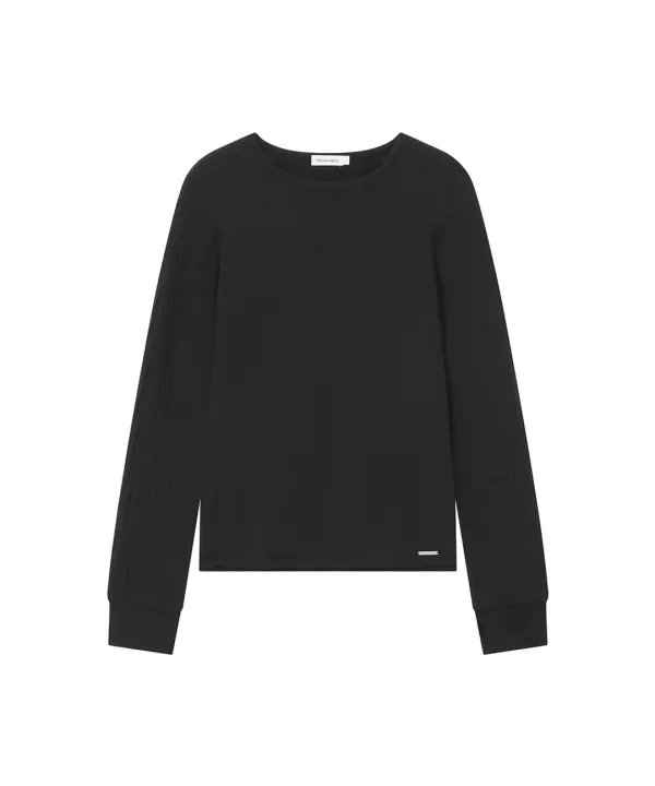 Raglan knit long sleeve BLACK
