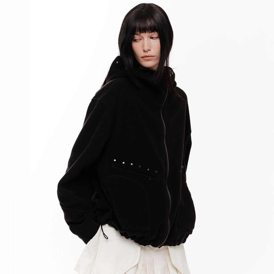 2000아카이브 TEDDY STUD FLEECE JACKET (BLACK) 상품 이미지 1