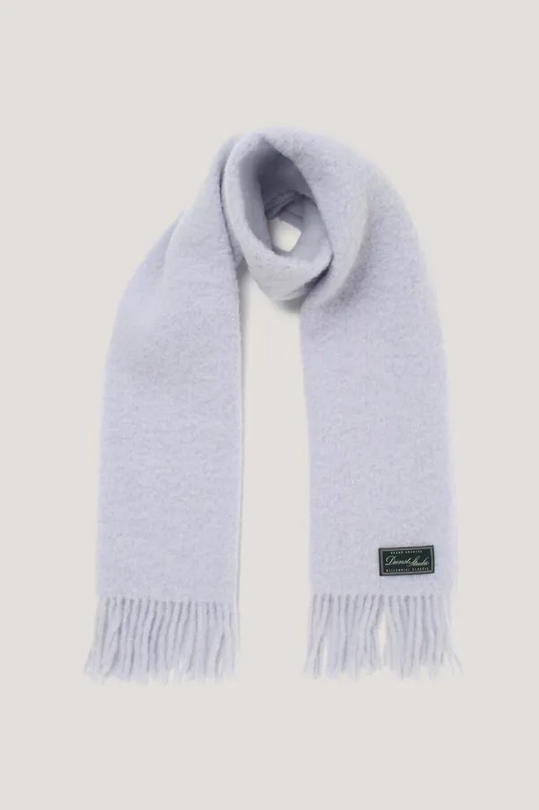 UNISEX FRINGED WOOL MUFFLER SOFT BLUE