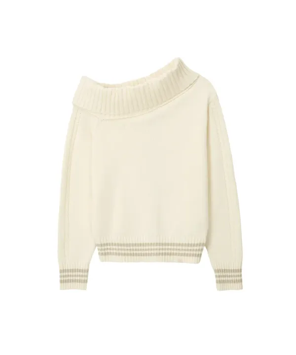 Sally Unbalanced Off Shoulder Knit-Ivory