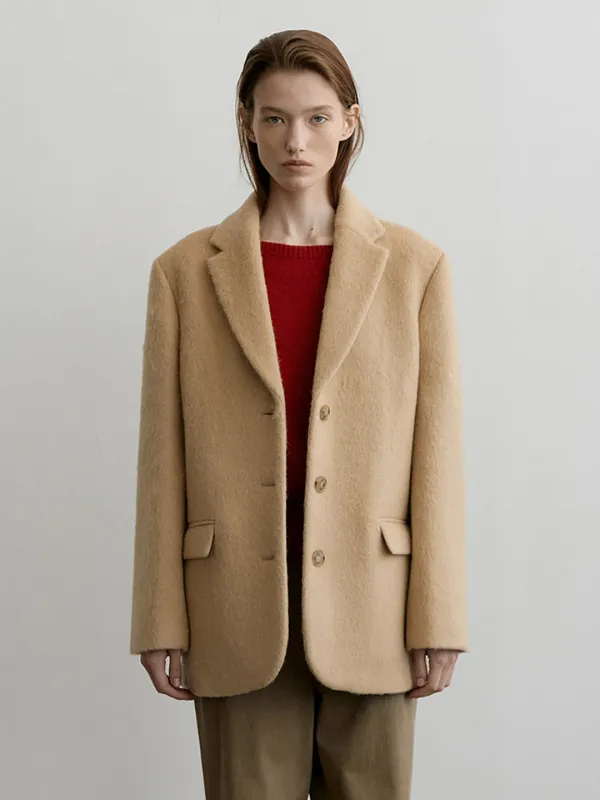 ALPACA WOOL SINGLE BLAZER_BEIGE