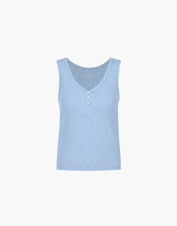 pincoat henley neck sleeveless - blue