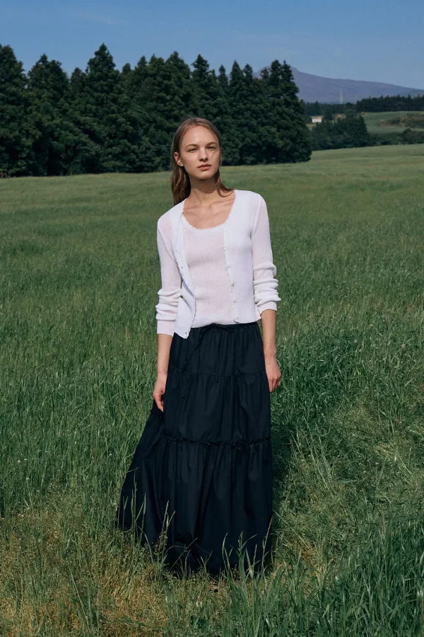 Shirring Banding Long Skirt[LMBESUSK5409]-Black