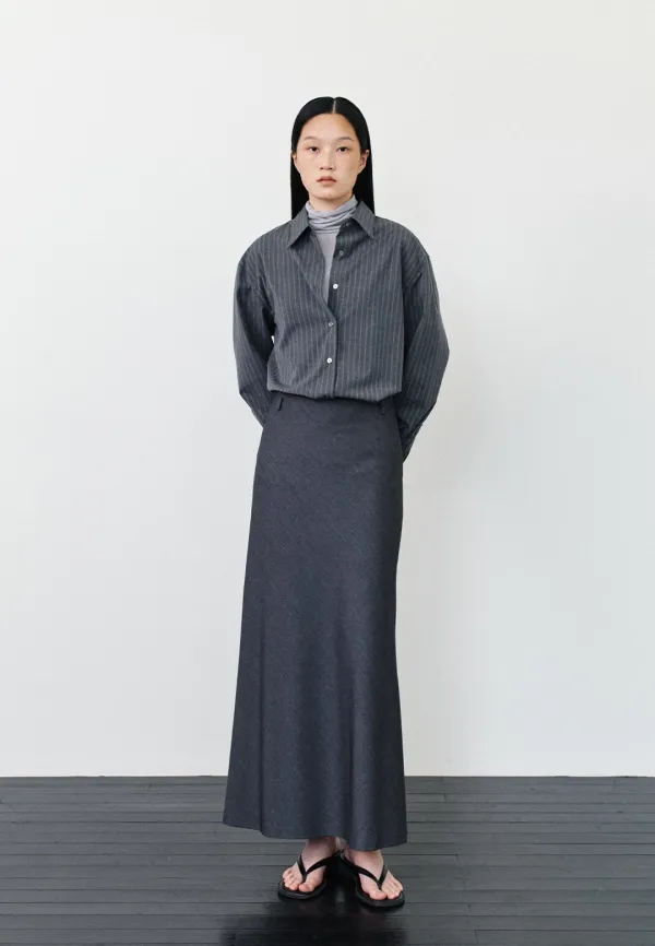 FLARE MAXI SKIRT - GRAY