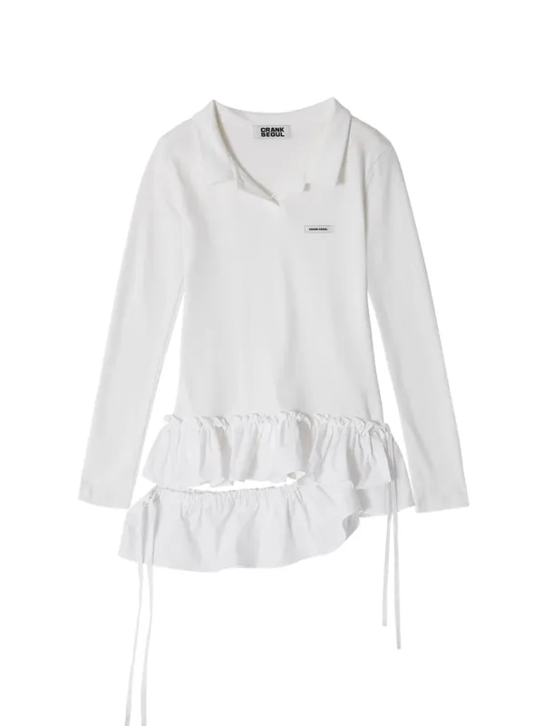DOUBLE FRILL COLLARED TOP_WHITE