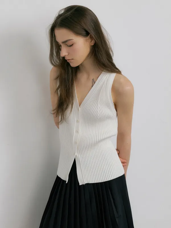 [한소진 착용] HALTER RIBBED KNIT VEST_2COLOR