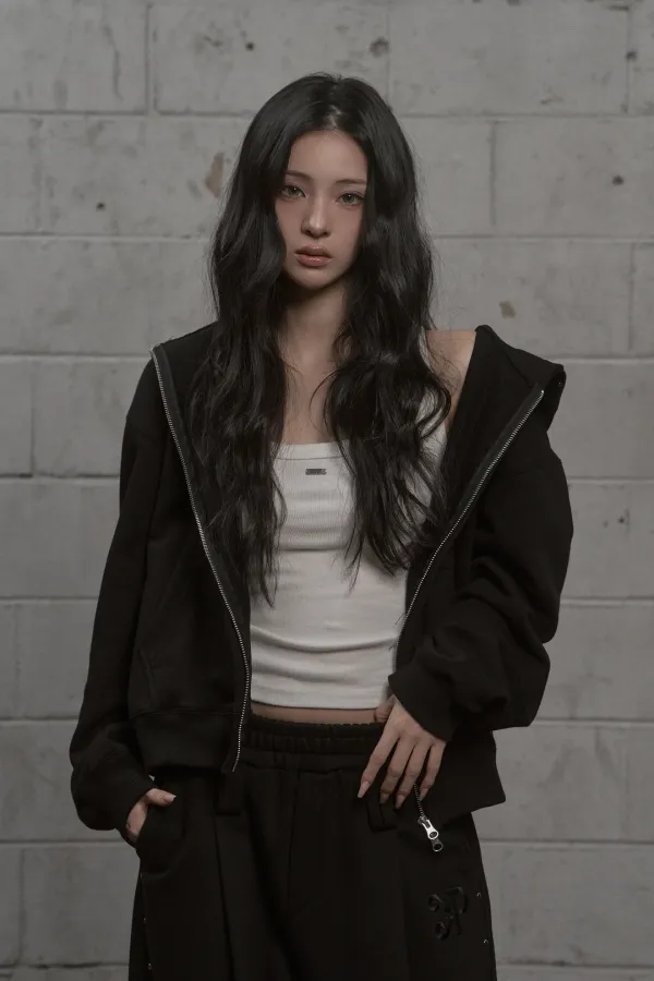Steel Stud Hood Zip-Up (black)