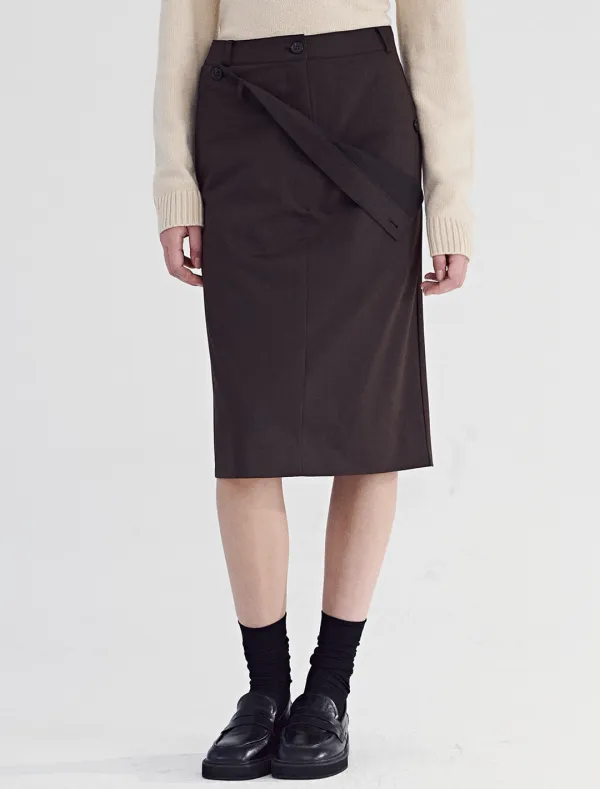 DOUBLE WAIST SKIRT [BROWN]