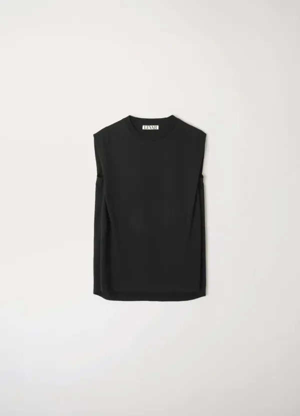 Relaxed Shoulder Sleeveless T-shirt - Black